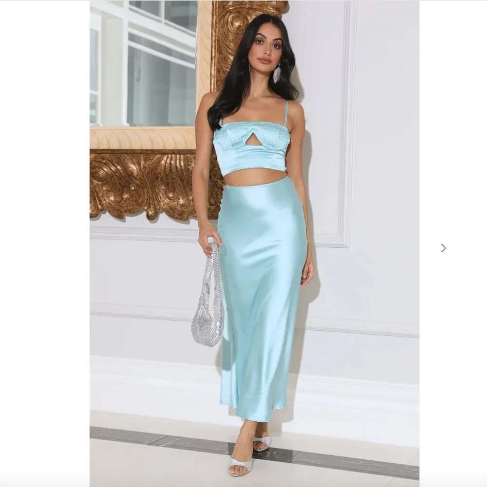 NEW! Cool Spritz Midi Skirt Blue